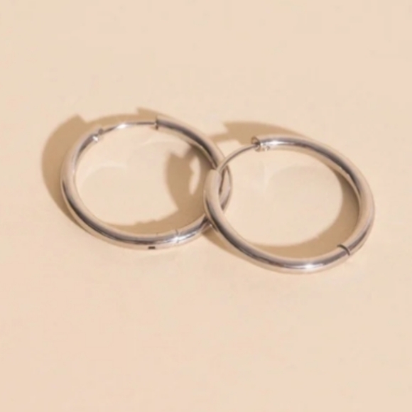 Oh Clementine Jewelry - NWT Oh Clementine Silver Large 40mm Circle Hoops